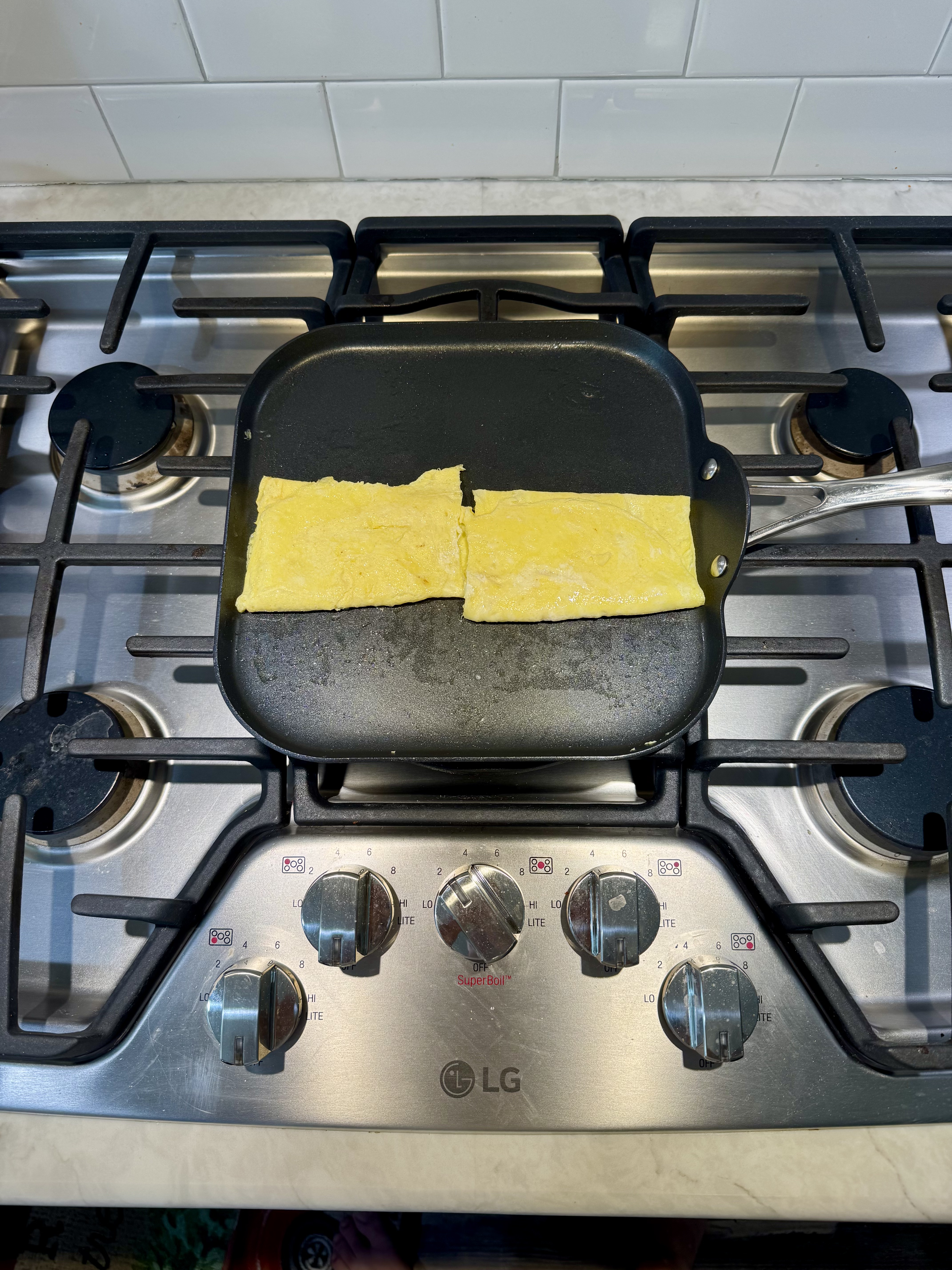 Folded egg cooking