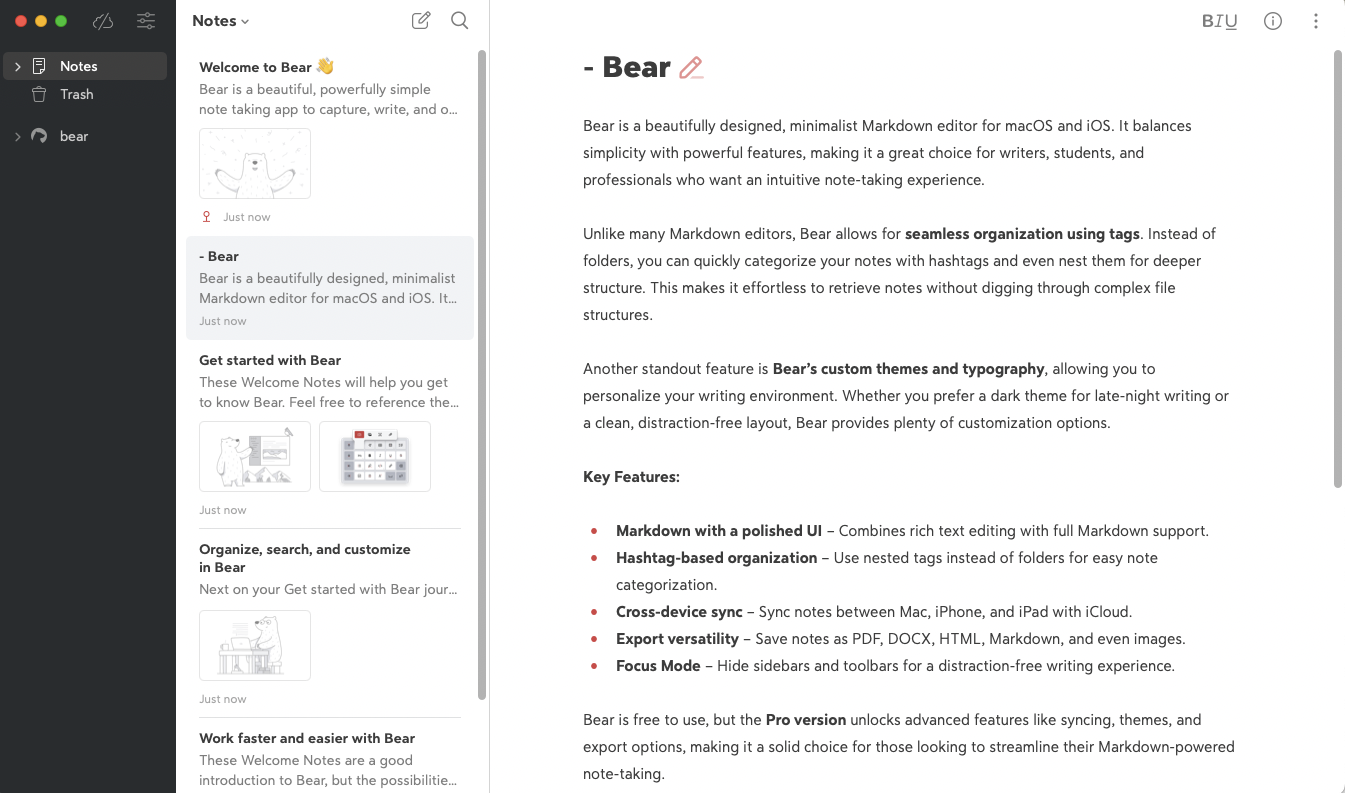 Bear App screenshot