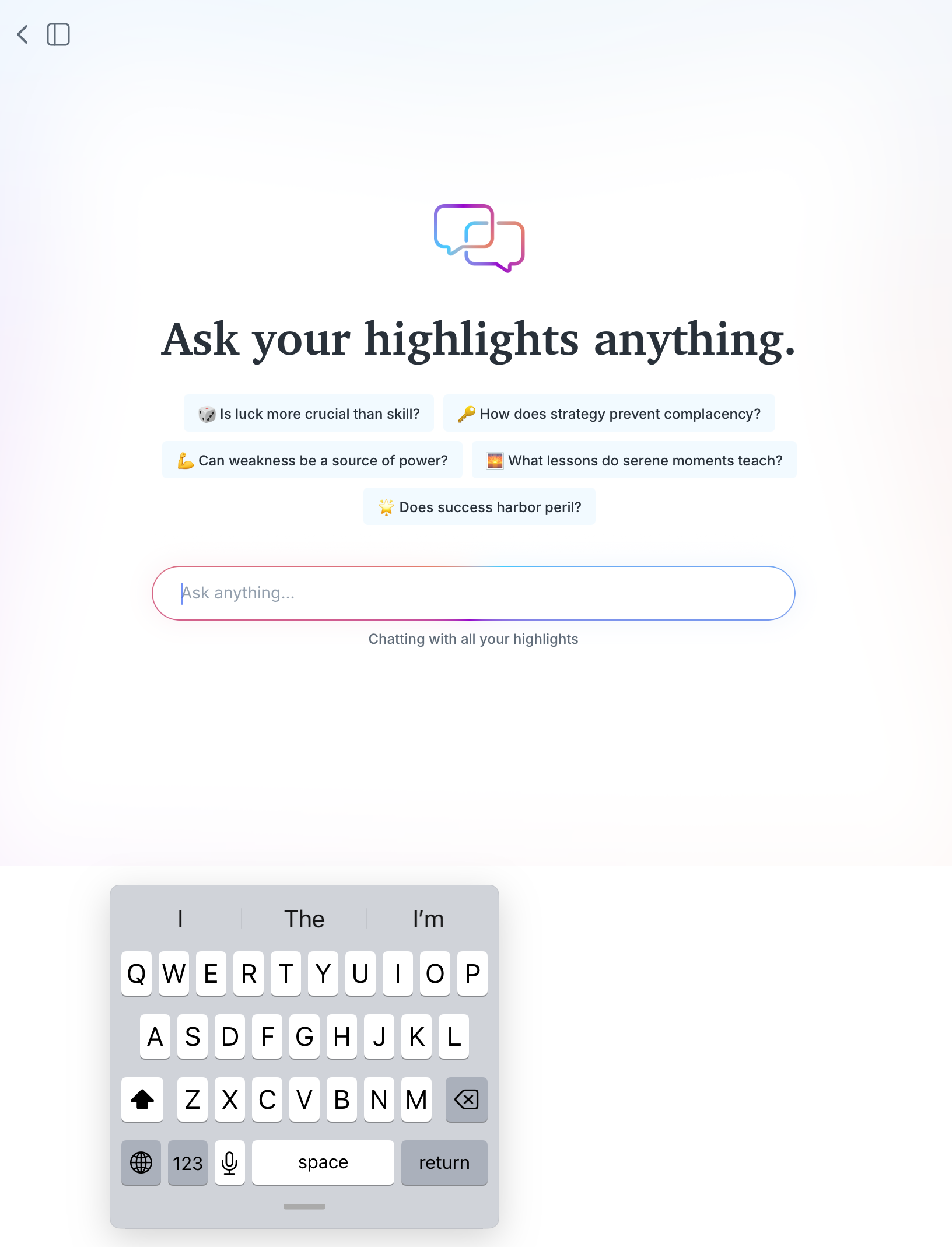 Chat with highlights screen