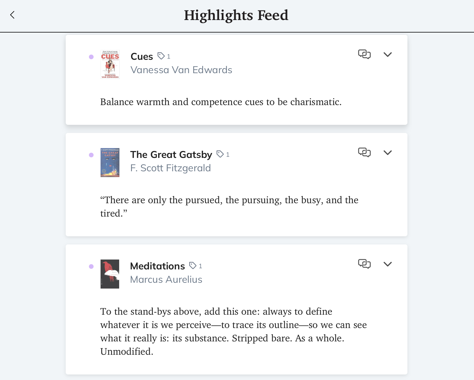 Highlights Feed view