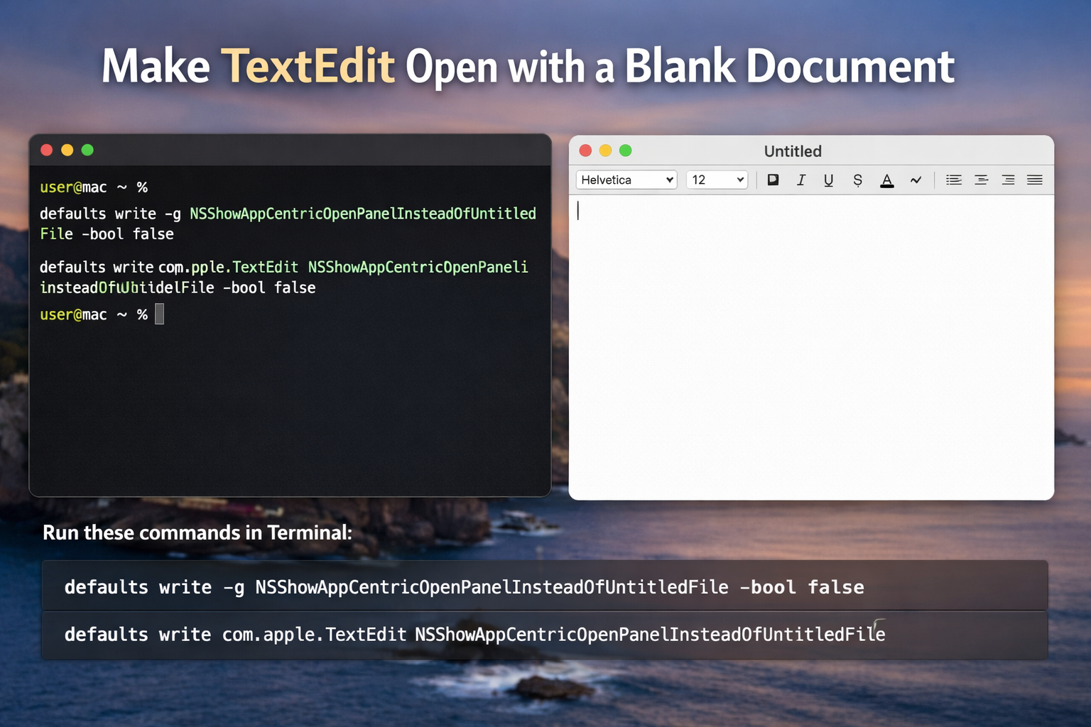 TextEdit opening with a blank document instead of the Open panel