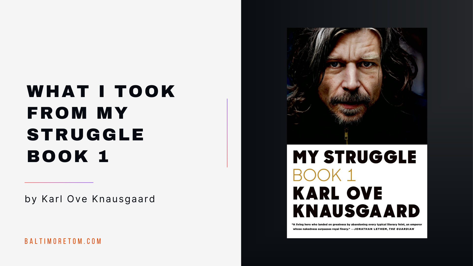 What I Took from My Struggle Book 1 by Karl Ove Knausgaard