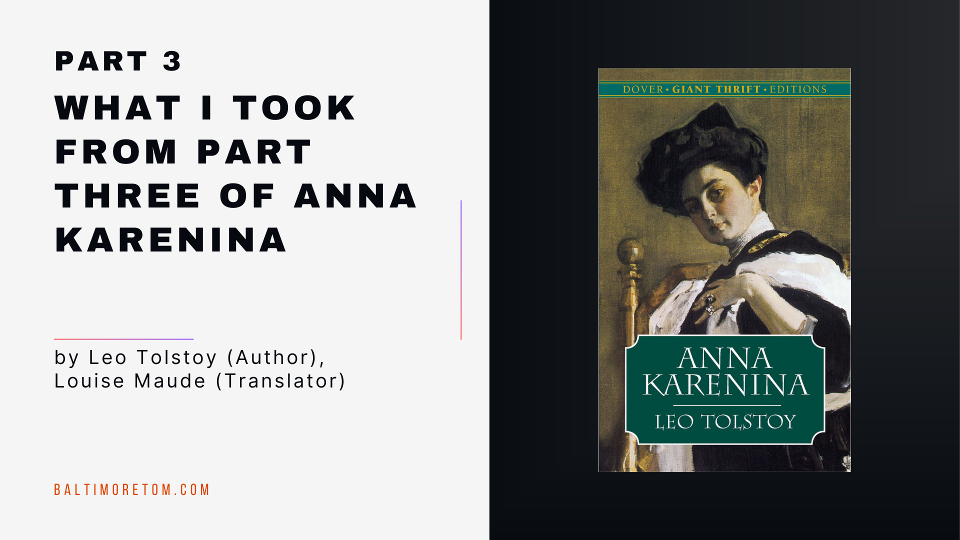 What I Took from Part Three of Anna Karenina