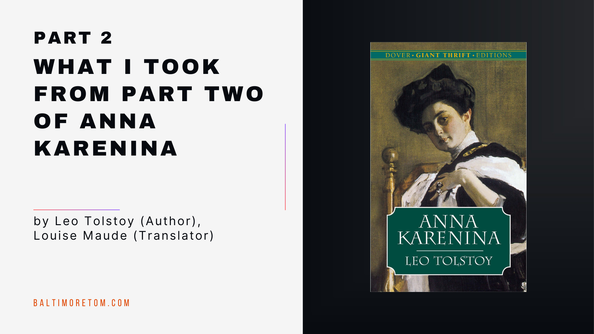 What I Took from Part Two of Anna Karenina